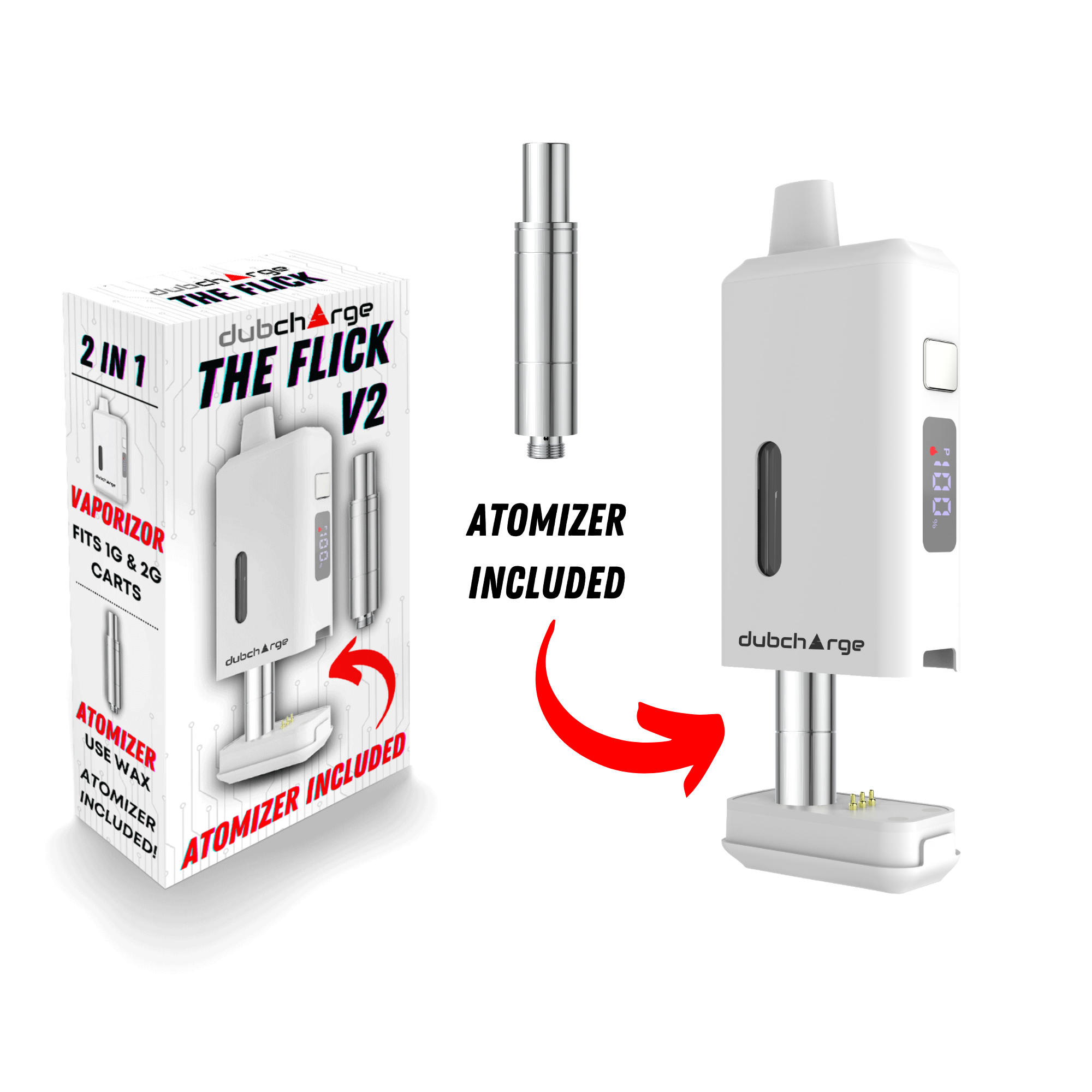 Flick V2 Battery w/ Atomizer - Discreet 510 Thread