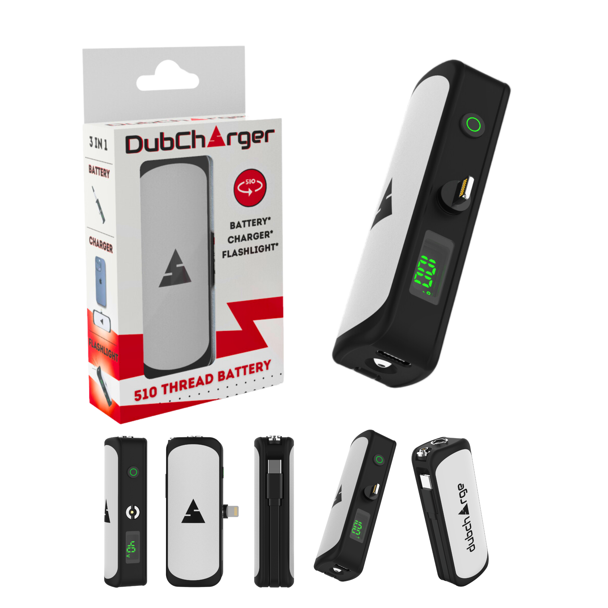 The DubCharger - Portable Vape Battery Charger / Flash Light / 510 Thread Battery